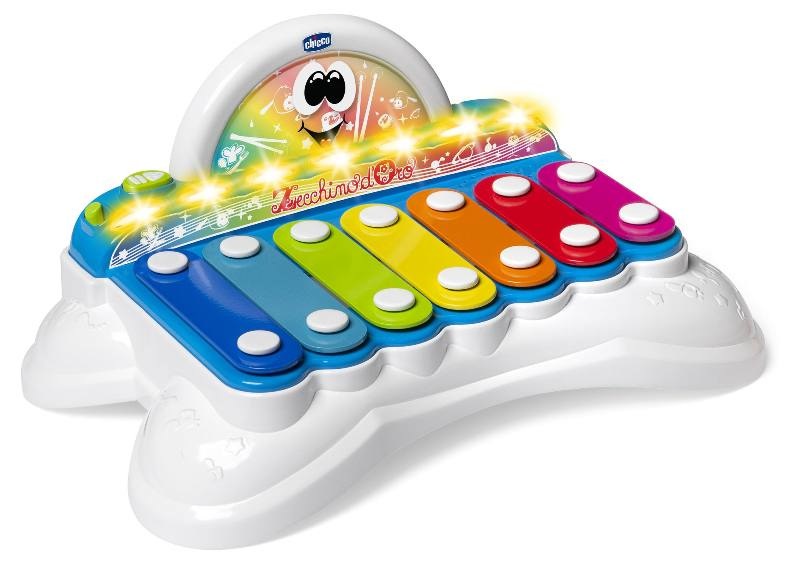 CHICCO Xilofono Arcobaleno Elettronico 2 in 1 per Bambini 1-4 Anni, 7 Barre Armoniche, Luci e 8 Canzoni Tradizionali