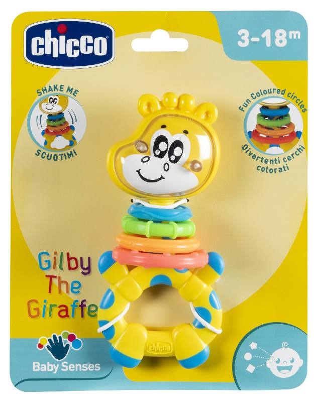 Chicco Trillino Giraffa Cerchiolina - Sonaglio Giallo per Bambini da 3 a 18 Mesi con Stimolazione Tattile