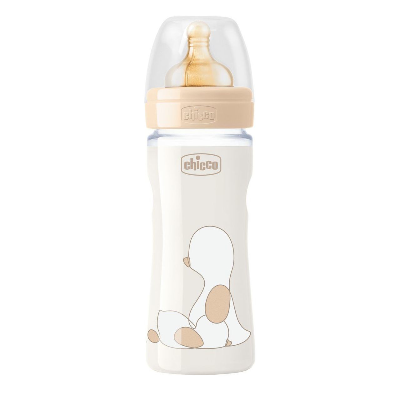 Chicco Original Touch Biberon in Vetro 240 ml con Tettarella in Caucciù Flusso Lento - Resistente e Sterilizzabile