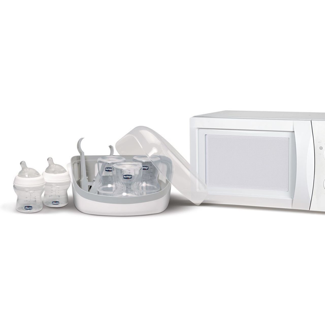 Chicco Sterilizzatore per Microonde - Sterilizzazione Veloce e Compatta, Contiene Fino a 5 Biberon, Adatto a Forni da 600 a 1200W