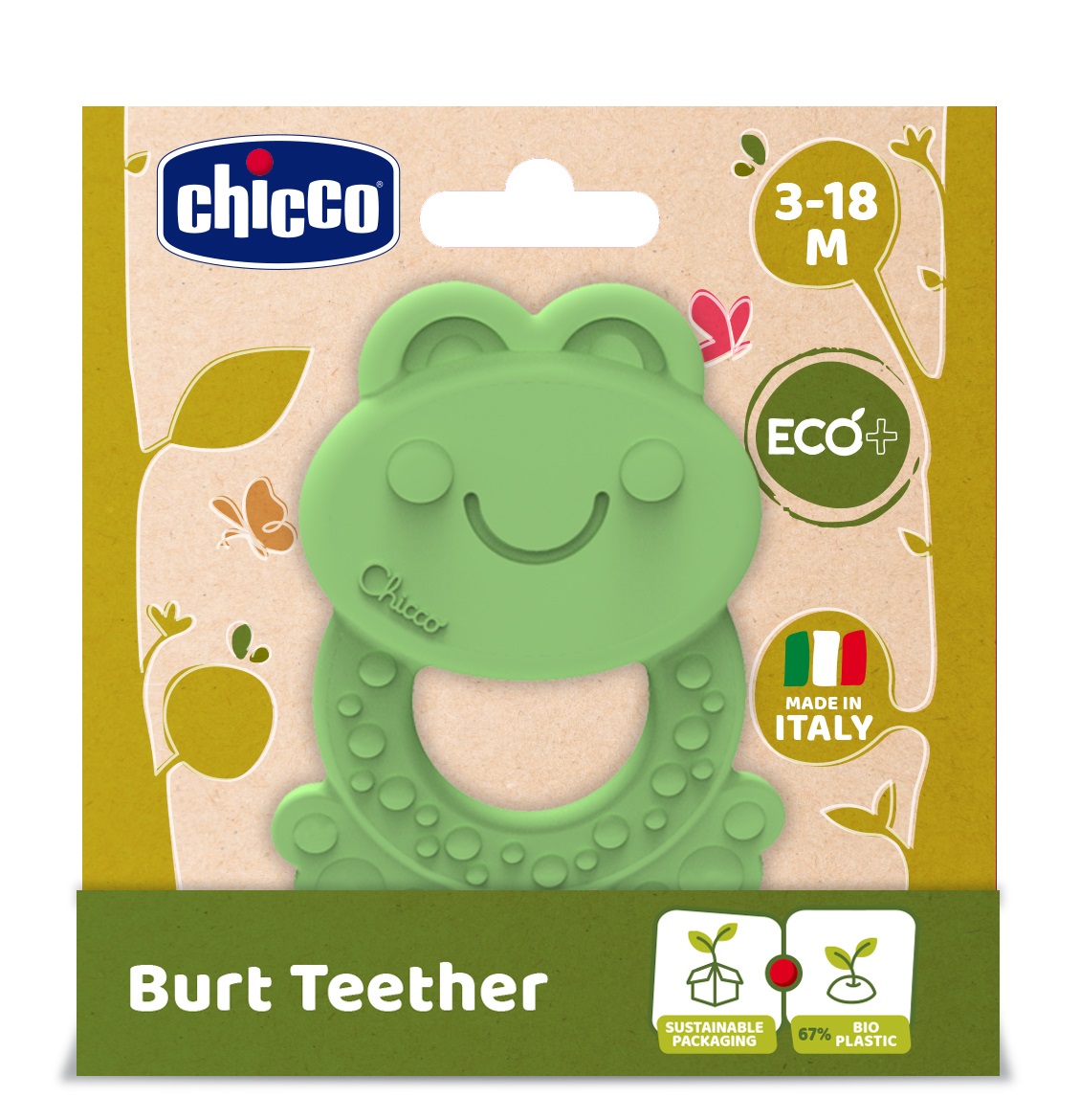Chicco Burt Teether Rana Massaggiagengive ECO per Neonati - Gioco per Gengive