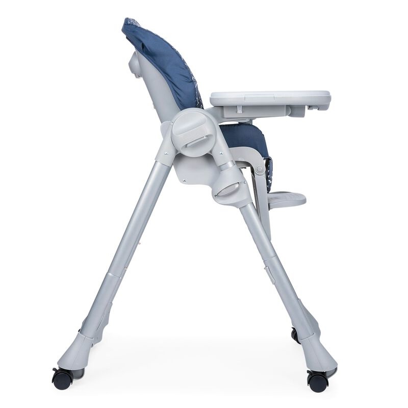 Chicco Polly Easy Seggiolone Pappa Evolutivo da 6 Mesi a 3 Anni, Reclinabile a Sdraietta, Altezza Regolabile, 4 Ruote, Vassoio Rimovibile - Pinguin Blu