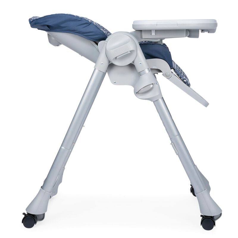 Chicco Polly Easy Seggiolone Pappa Evolutivo da 6 Mesi a 3 Anni, Reclinabile a Sdraietta, Altezza Regolabile, 4 Ruote, Vassoio Rimovibile - Pinguin Blu