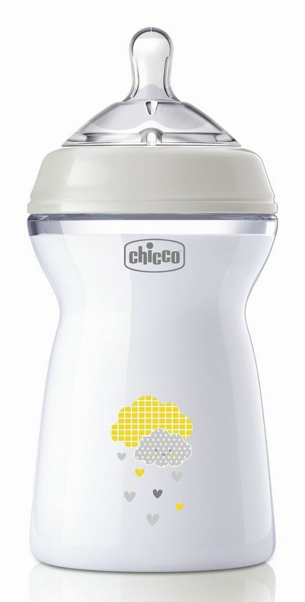 Chicco Biberon Natural Feeling 330 ml Grigio Unisex Flusso Veloce Anti-colica 6m