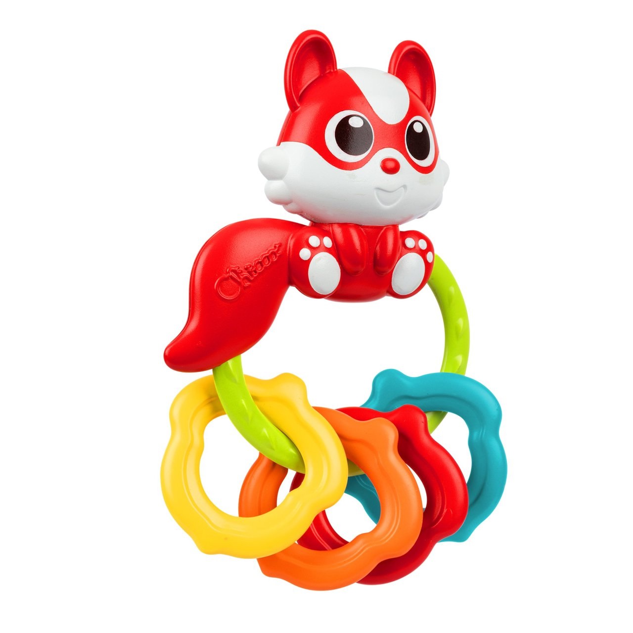Chicco Trillino Scoiattolo - Sonaglio per Neonati 0-18 Mesi con 4 Ghiande Colorate in Plastica Morbida, Favorisce la Sensorialità e la Motricità Fine
