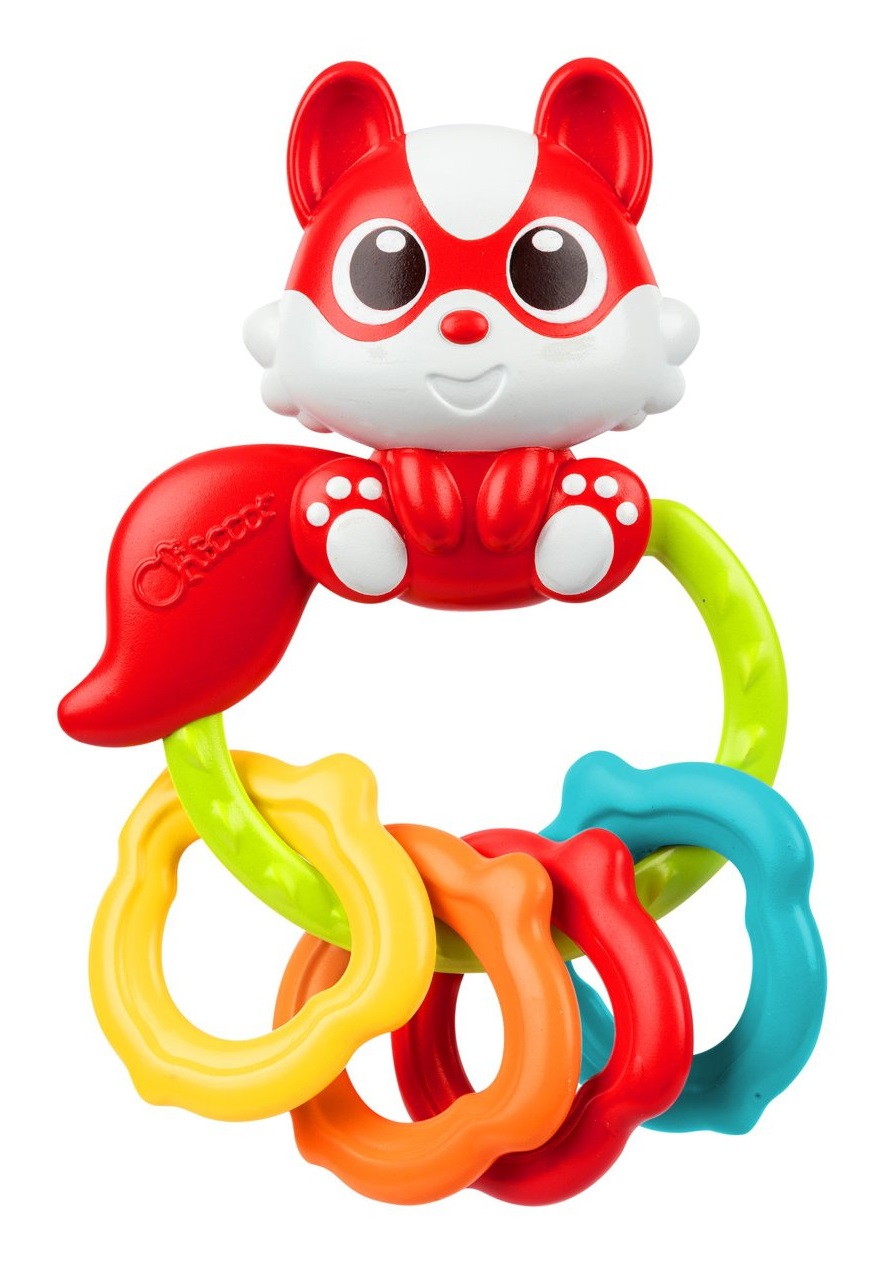 Chicco Trillino Scoiattolo - Sonaglio per Neonati 0-18 Mesi con 4 Ghiande Colorate in Plastica Morbida, Favorisce la Sensorialità e la Motricità Fine