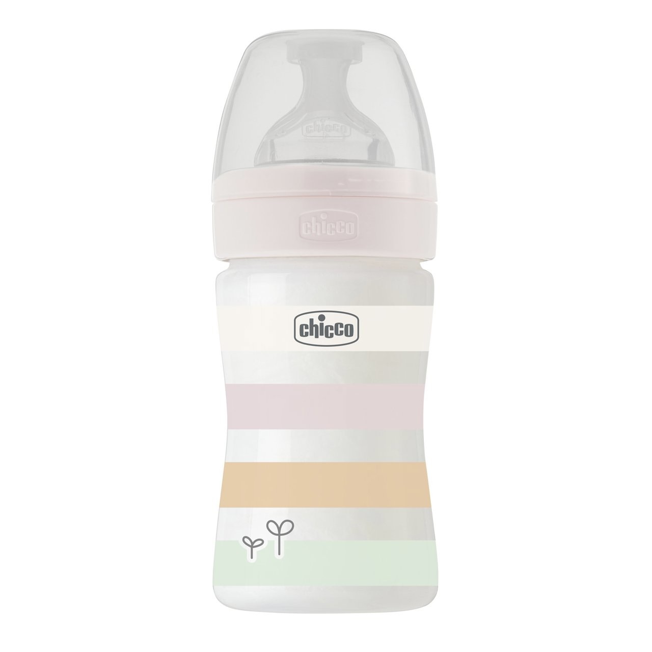 Chicco Biberon Benessere 150 ml Flusso Lento con Tettarella Physio Anticolica - Bianco/Rosa/Verde/Arancione
