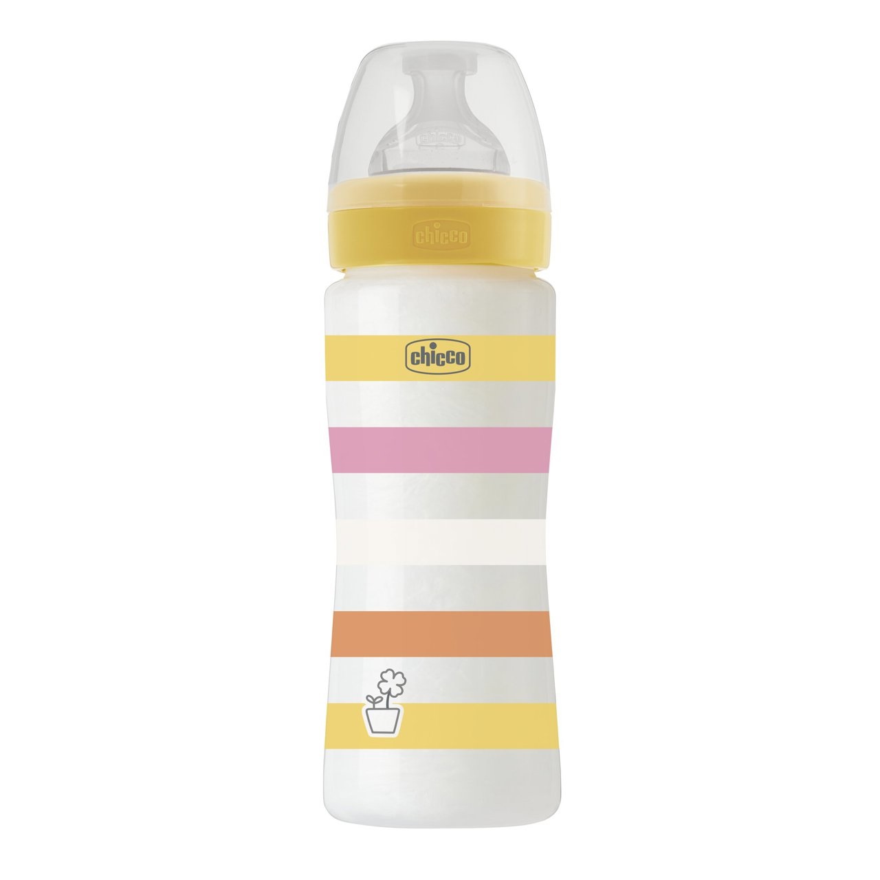 Chicco Biberon Benessere 330 ml Flusso Veloce con Tettarella Physio in Morbido Silicone, Anticolica, Giallo/Rosa