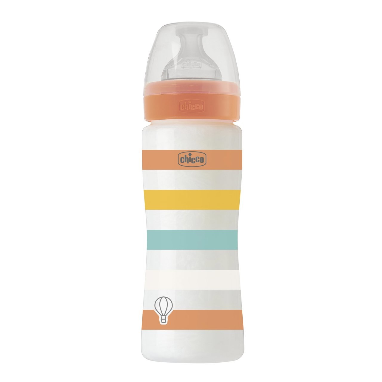 Chicco Biberon Benessere Anticolica 330 ml Arancione - Flusso Veloce, Tettarella in Silicone, Riduce Rigurgito e Irritabilità