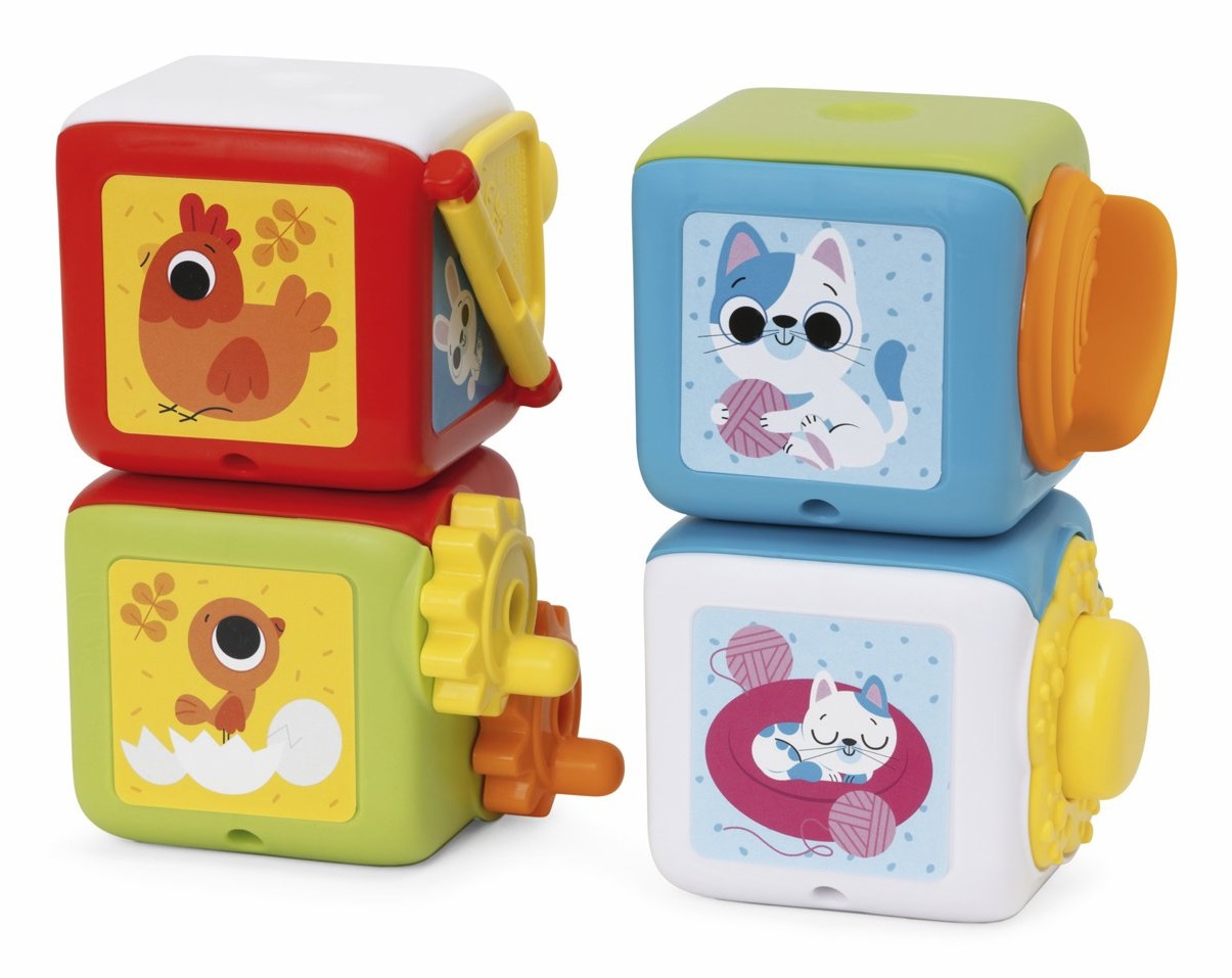 Chicco Cubi Multiattività 2in1 - Gioco Educativo per Bambini 10-36 Mesi con Quattro Cubi Colorati e Attività Manuali