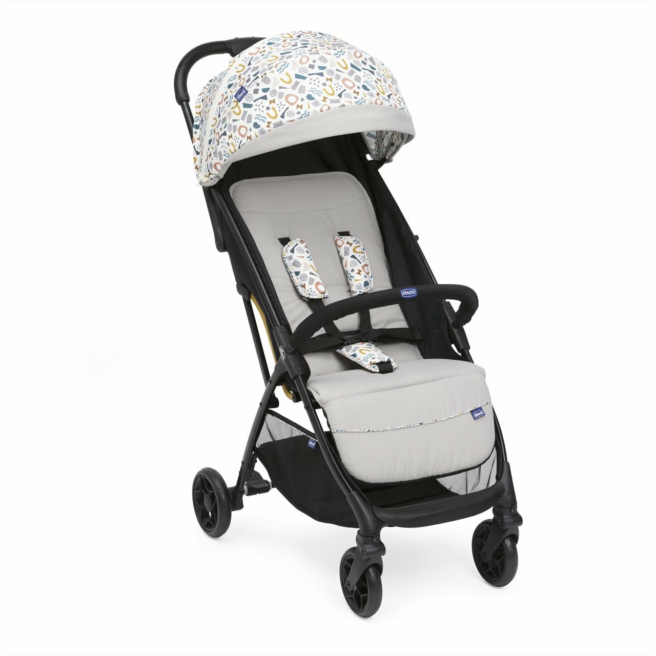 Chicco Glee Passeggino Leggero Joking Beige - Fino a 22 kg, Chiusura Automatica, Schienale Reclinabile, Poggiapiedi Regolabile