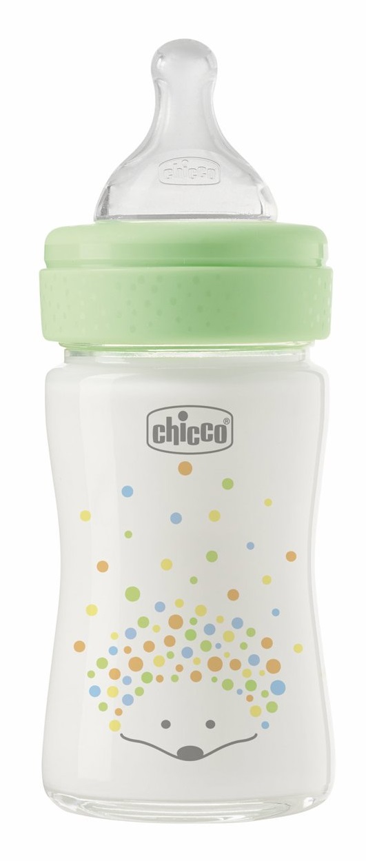 Chicco Biberon Perfect Glass Unisex da 150 ml con Tettarella in Silicone Anticolica