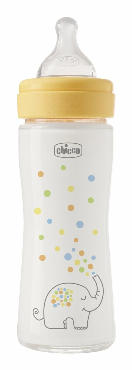 Chicco Biberon Perfect Glass Unisex in Vetro da 240 ml con Tettarella in Silicone
