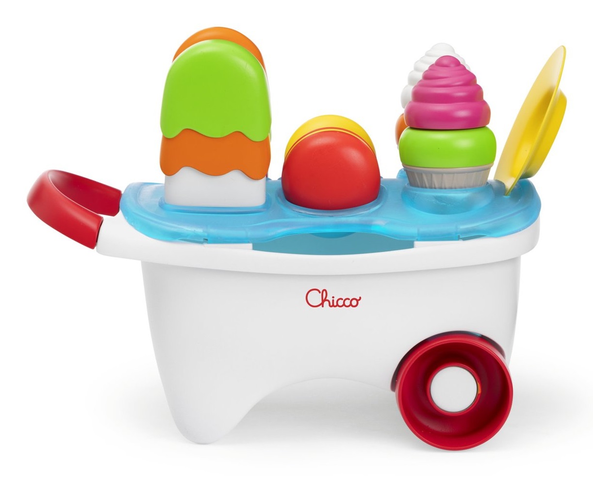 Chicco Carretto dei Gelati - Gioco Educativo 2in1 per Bambini 12-36 Mesi con 19 Pezzi