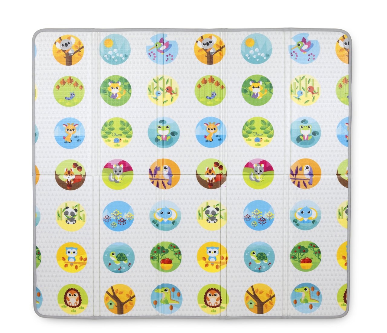 Chicco Maxi Tappeto 2in1 - Tappeto da Gioco Morbido e Pieghevole 200x180 cm con Grafica Animali e Paesaggi per Neonati