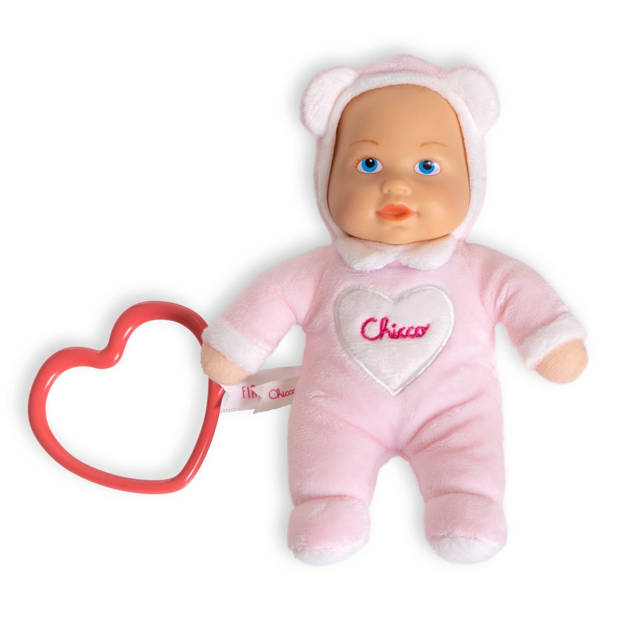 Chicco La Mia Prima Bambola Rosa 0m , Anello a Forma di Cuore, Soffice e Leggera, Lavabile in Lavatrice
