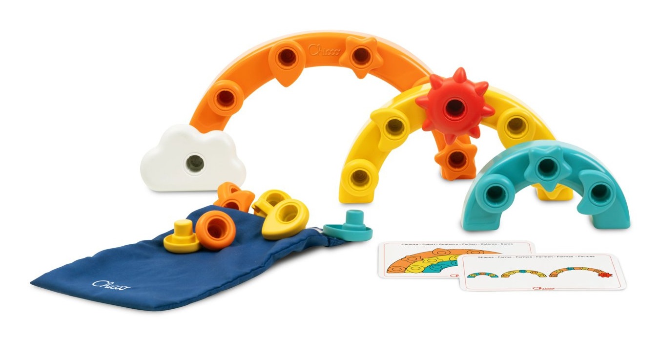Chicco Smart2Play Arcobaleno 2in1 - Gioco educativo a incastri per bambini 12-36 mesi, 27 pezzi, stimola creatività e apprendimento di colori e forme