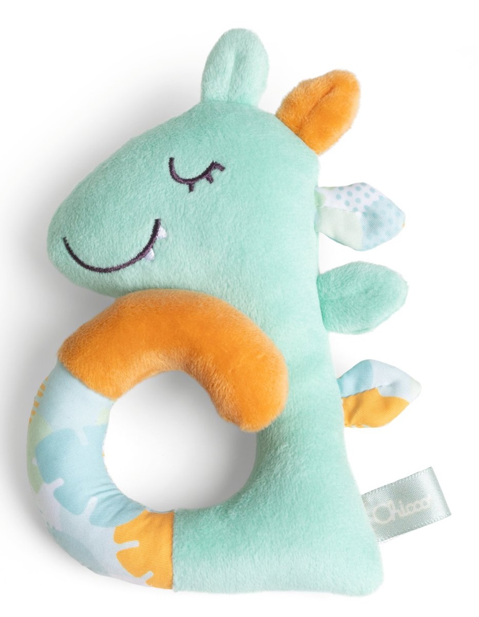 Chicco Trillino Soft Dinosauro Eco - Sonaglio in Tessuto Riciclato, Leggero e Facile da Afferrare, Accessorio per Passeggino e Seggiolino Auto, 3-24 Mesi