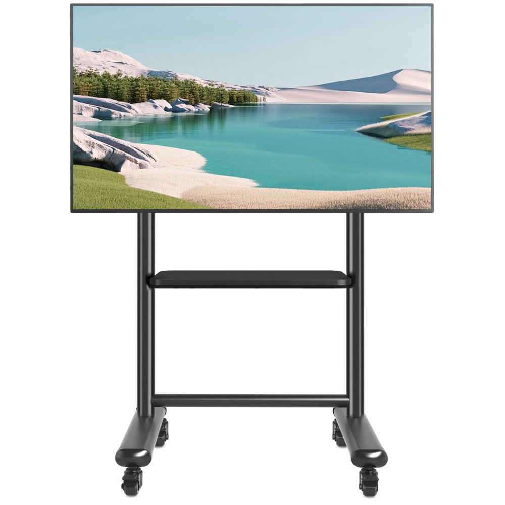 Techly Supporto a Pavimento Trolley TV LCD/LED/Plasma 60-86'' Multifunzione con Altezza Regolabile e Mensola per Accessori