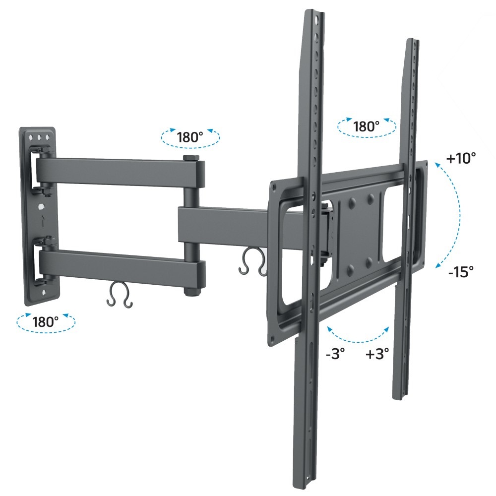 Techly Supporto a Muro Articolato per TV LED/LCD 32-55'' con Regolazione Inclinazione e Rotazione