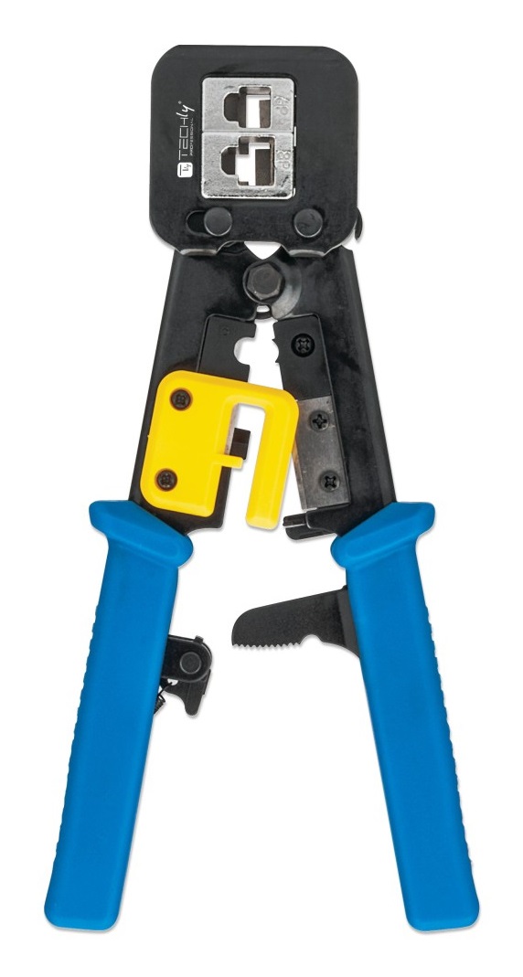 Techly IWP-HT 310UT - Pinza per Crimpare Professionale per Plug Modulari RJ45, RJ12 e RJ11 con Funzioni di Taglio e Sguainatura