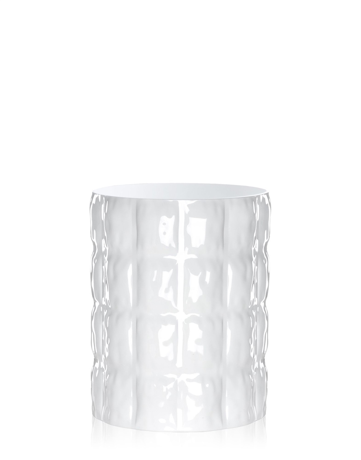 Kartell Matelassé Vaso Bianco Brillante 23 x 30 cm - Design Patricia Urquiola, Materiale PMMA, Indoor/Outdoor