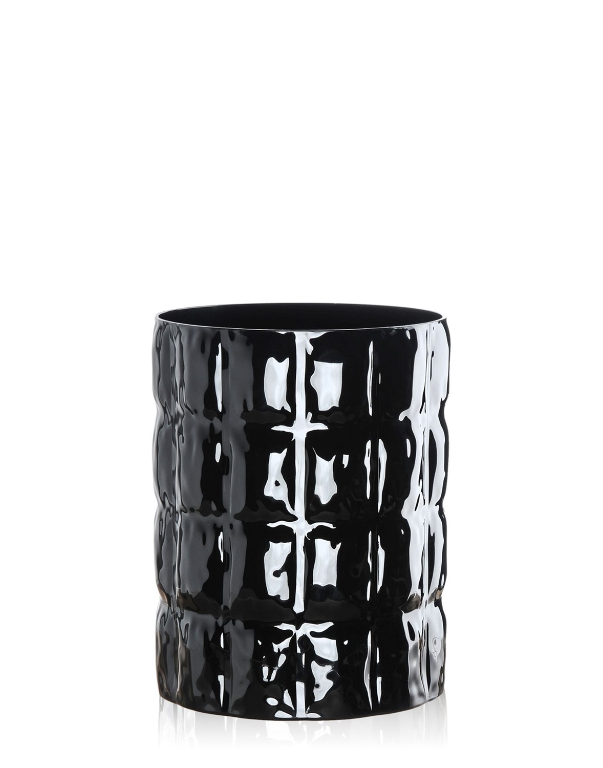 KARTELL Vaso Matelassè Nero - 1225/E6, Design di Patricia Urquiola, Forma Rotonda e Struttura Irregolare