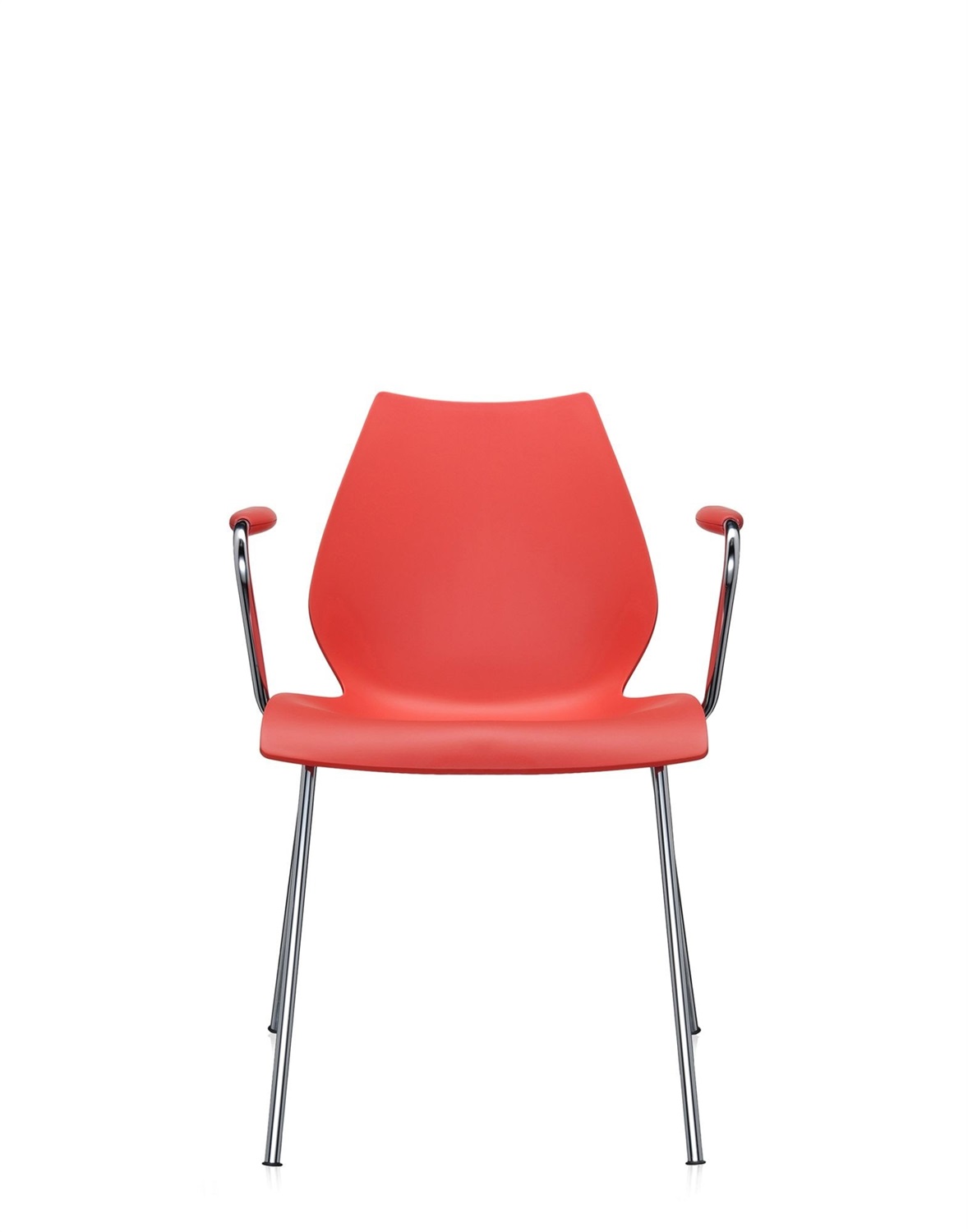 Kartell Maui Set da 2 Sedie con Braccioli - Design Vico Magistretti, Acciaio Cromato e Polipropilene, Impilabili