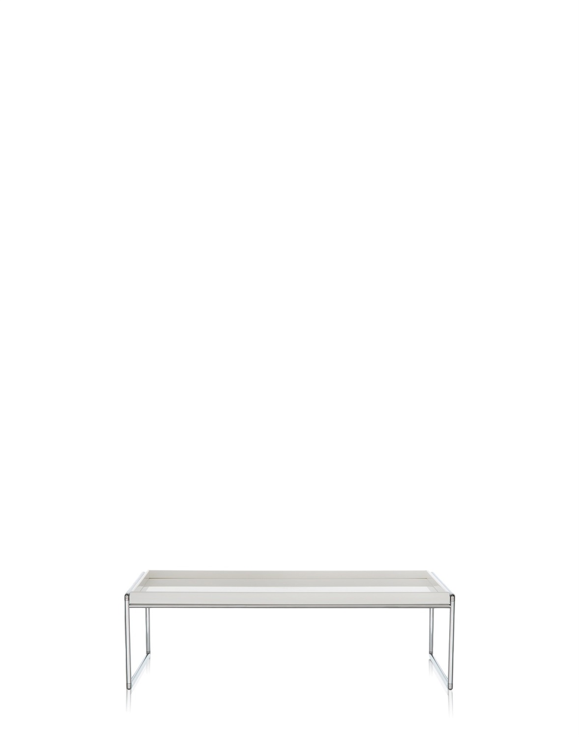 Kartell Tavolino Trays - Bianco - PMMA e Acciaio Cromato - Designer Piero Lissoni - 80 x 25,3 x 40 cm