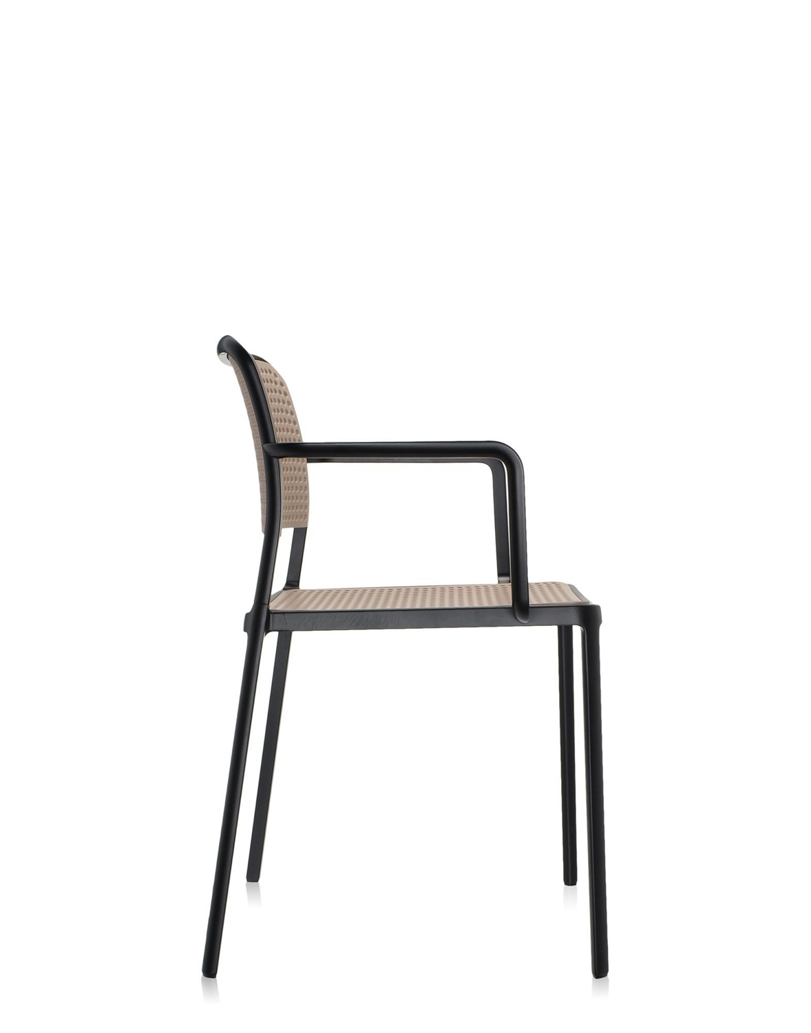 Kartell Audrey 5876/N4 Poltrona con Braccioli in Alluminio Verniciato, Nero/Sabbia - Set da 2 Pezzi