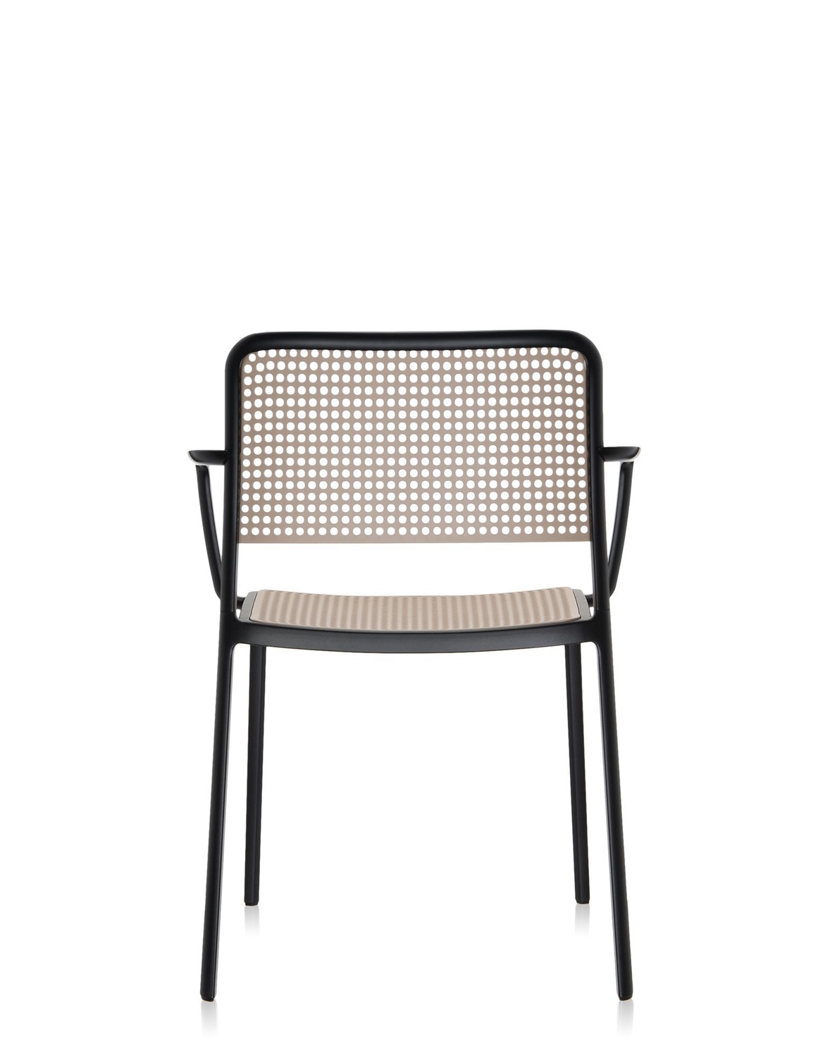 Kartell Audrey 5876/N4 Poltrona con Braccioli in Alluminio Verniciato, Nero/Sabbia - Set da 2 Pezzi