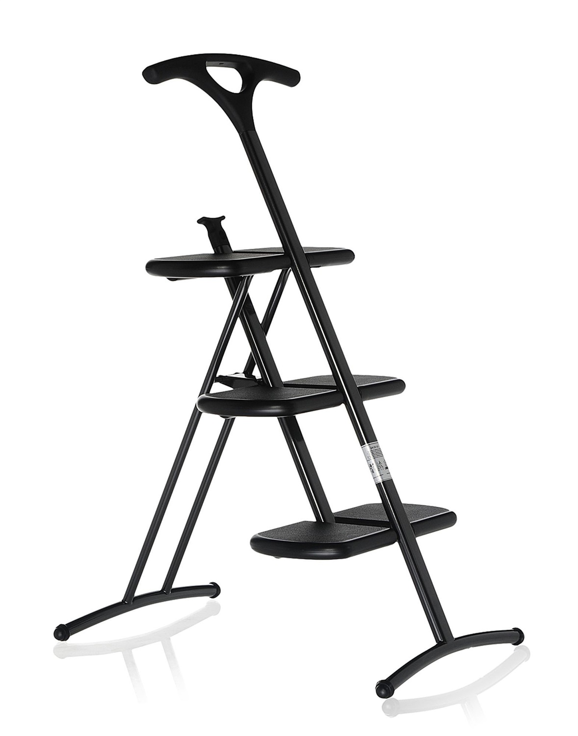 Kartell Tiramisu Scaletta Piega, Nero - 3 Gradini, Acciaio e Polipropilene, Design di Andries Van Onck