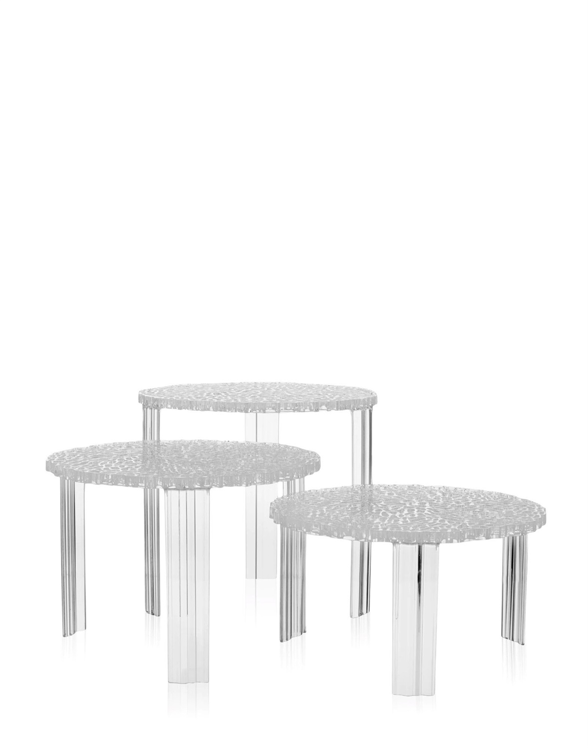 Kartell T-Table Tavolino Basso Design Patricia Urquiola, PMMA Trasparente, Ø 50 cm, H 28 cm