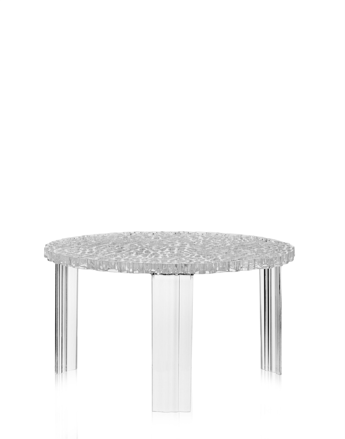 Kartell T-Table Tavolino Basso Design Patricia Urquiola, PMMA Trasparente, Ø 50 cm, H 28 cm
