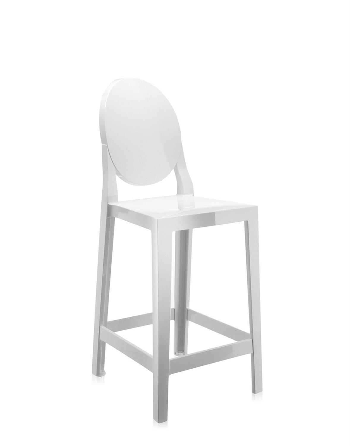 Kartell One More Please Sgabello da Bar Bianco in Policarbonato - Set da 2 Pezzi, Altezza Seduta 65 cm, Design Philippe Starck