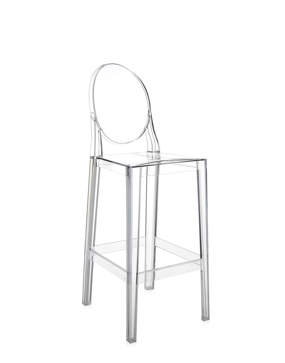 Kartell One More Sgabello - Set da 2 Pezzi - Policarbonato Trasparente - Design Philippe Starck - Altezza Seduta 75 cm