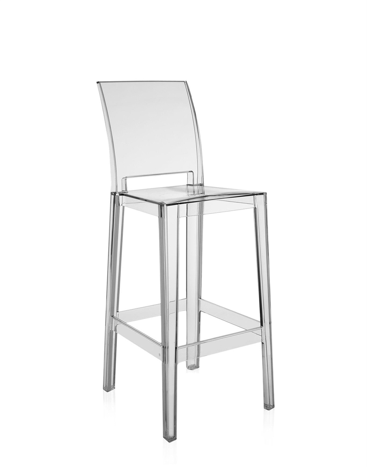 Kartell Sgabello da Bar Ghost - Trasparente in Policarbonato - Design Philippe Starck - Altezza 75 cm
