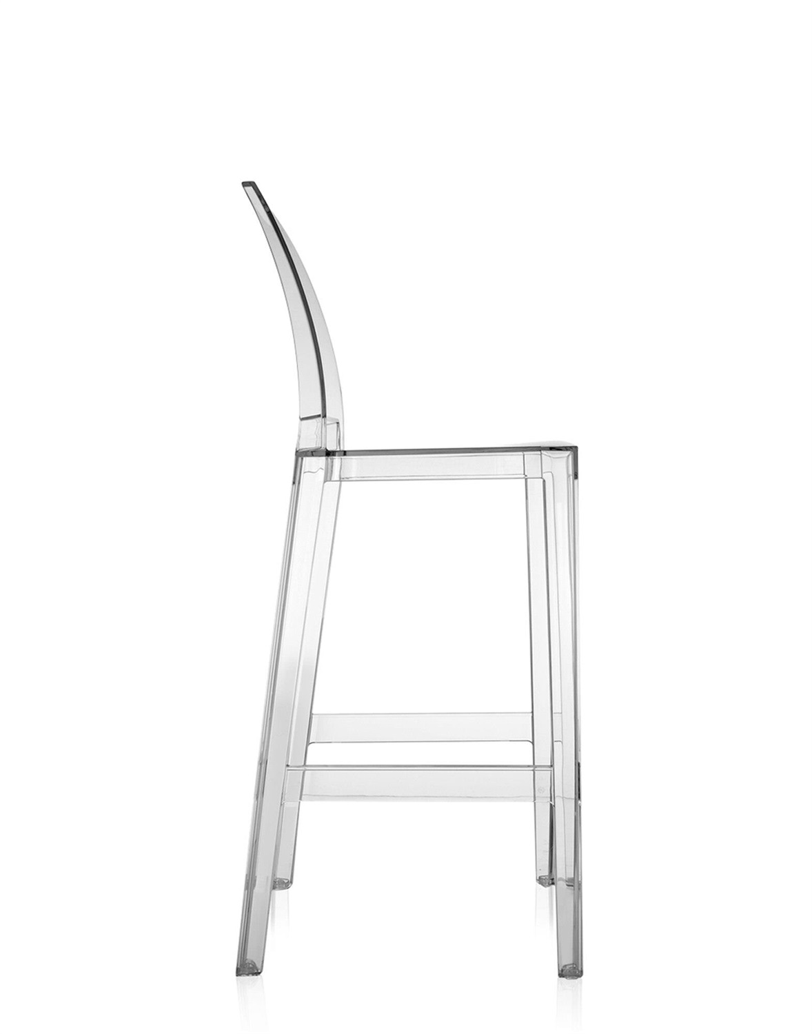 Kartell Sgabello da Bar Ghost - Trasparente in Policarbonato - Design Philippe Starck - Altezza 75 cm