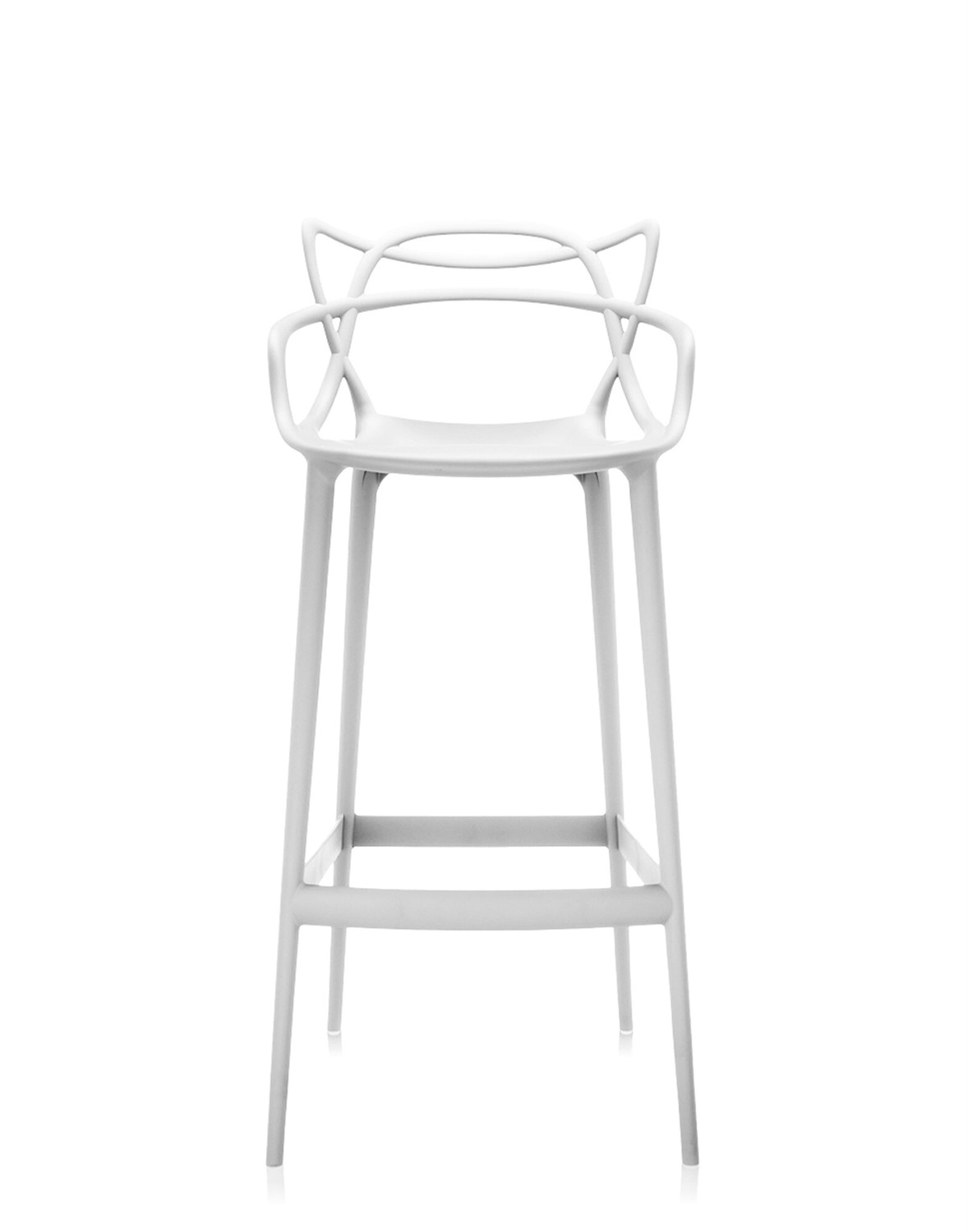Kartell Masters Stool Sgabello Bianco in Tecnopolimero Riciclato, H. 75 cm, Design Philippe Starck