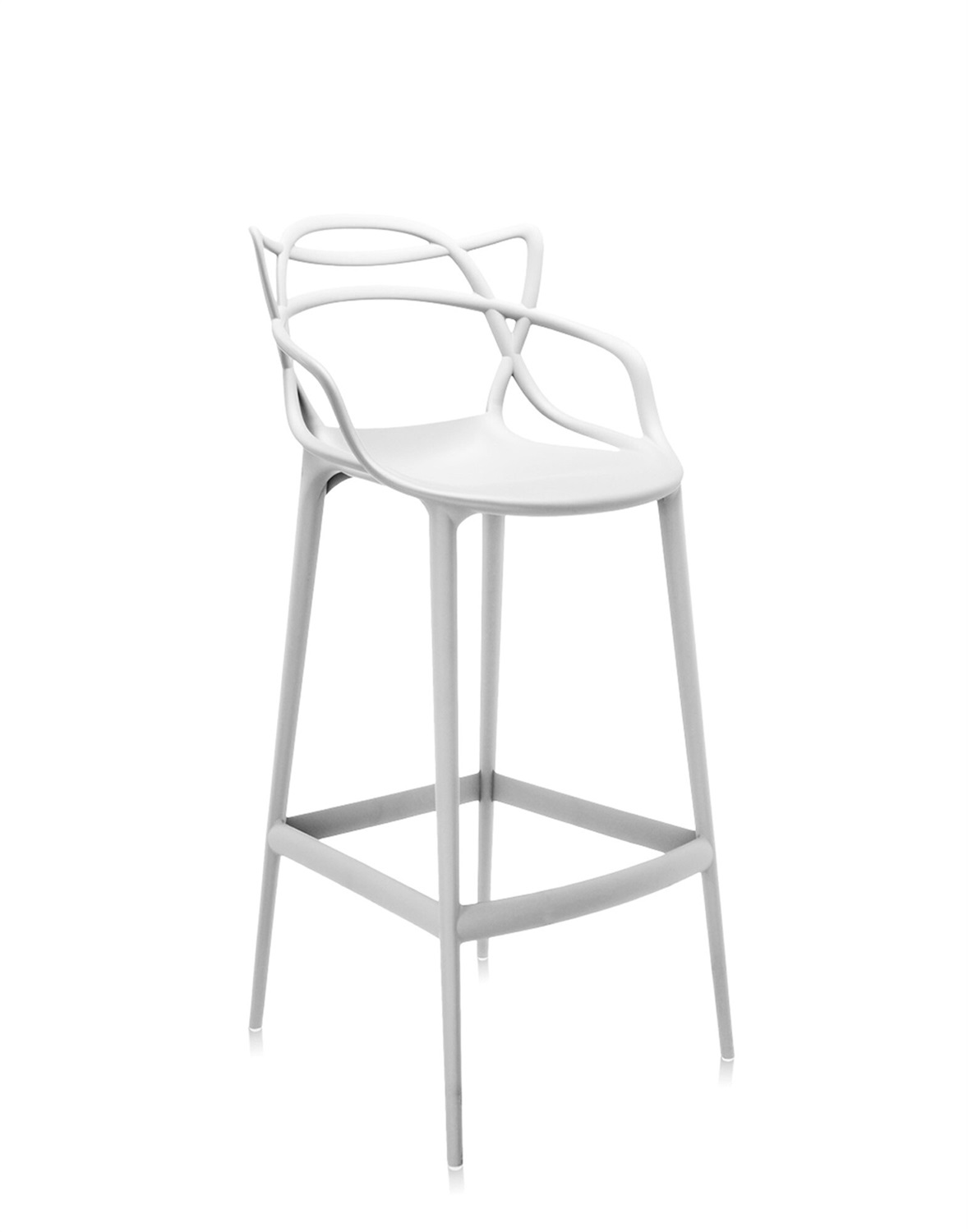Kartell Masters Stool Sgabello Bianco in Tecnopolimero Riciclato, H. 75 cm, Design Philippe Starck