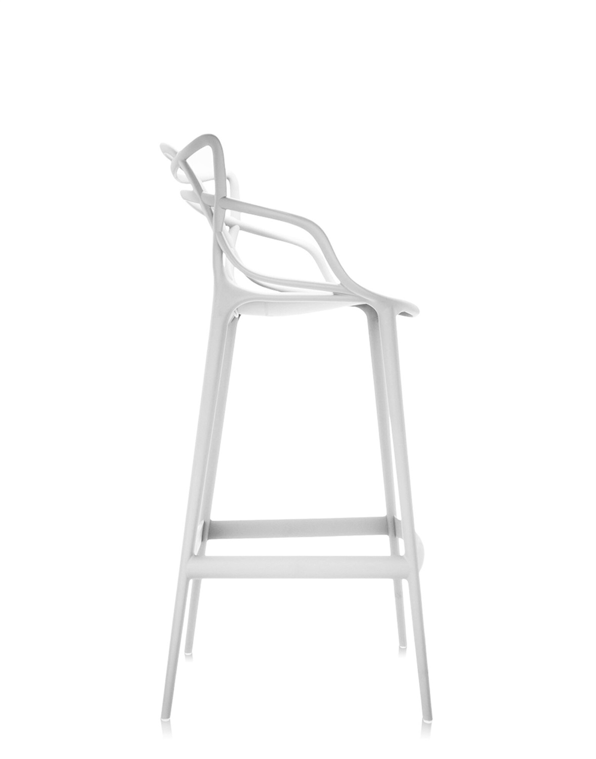 Kartell Masters Stool Sgabello Bianco in Tecnopolimero Riciclato, H. 75 cm, Design Philippe Starck