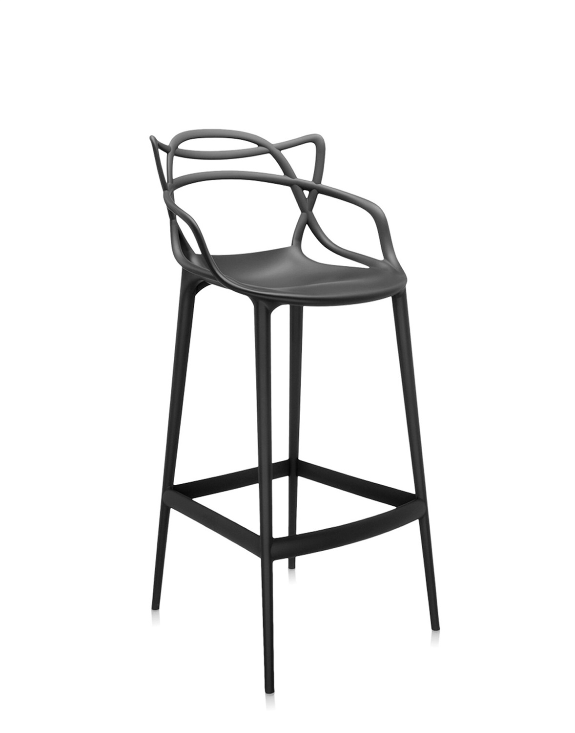 Kartell Masters Stool Sgabello da Pranzo - H 75 cm - Design Philippe Starck - Nero - Tecnopolimero Riciclato