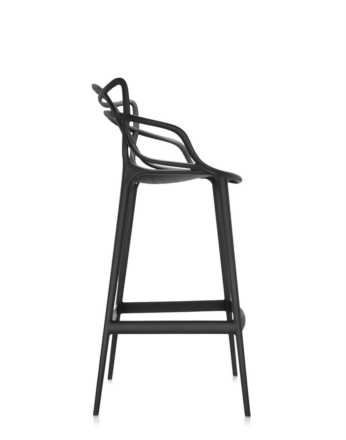 Kartell Masters Stool Sgabello da Pranzo - H 75 cm - Design Philippe Starck - Nero - Tecnopolimero Riciclato