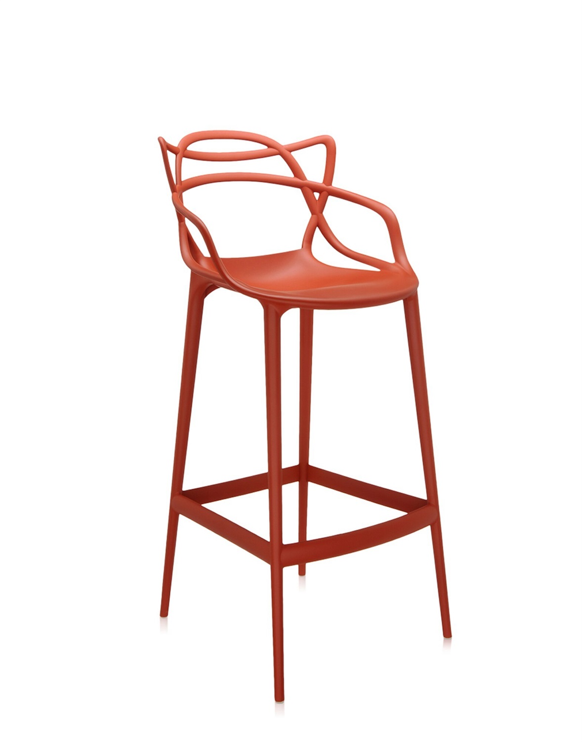 Kartell Masters Stool Sgabello - Tecnopolimero Riciclato, Arancione (Ruggine), H. 75 cm, Design Philippe Starck