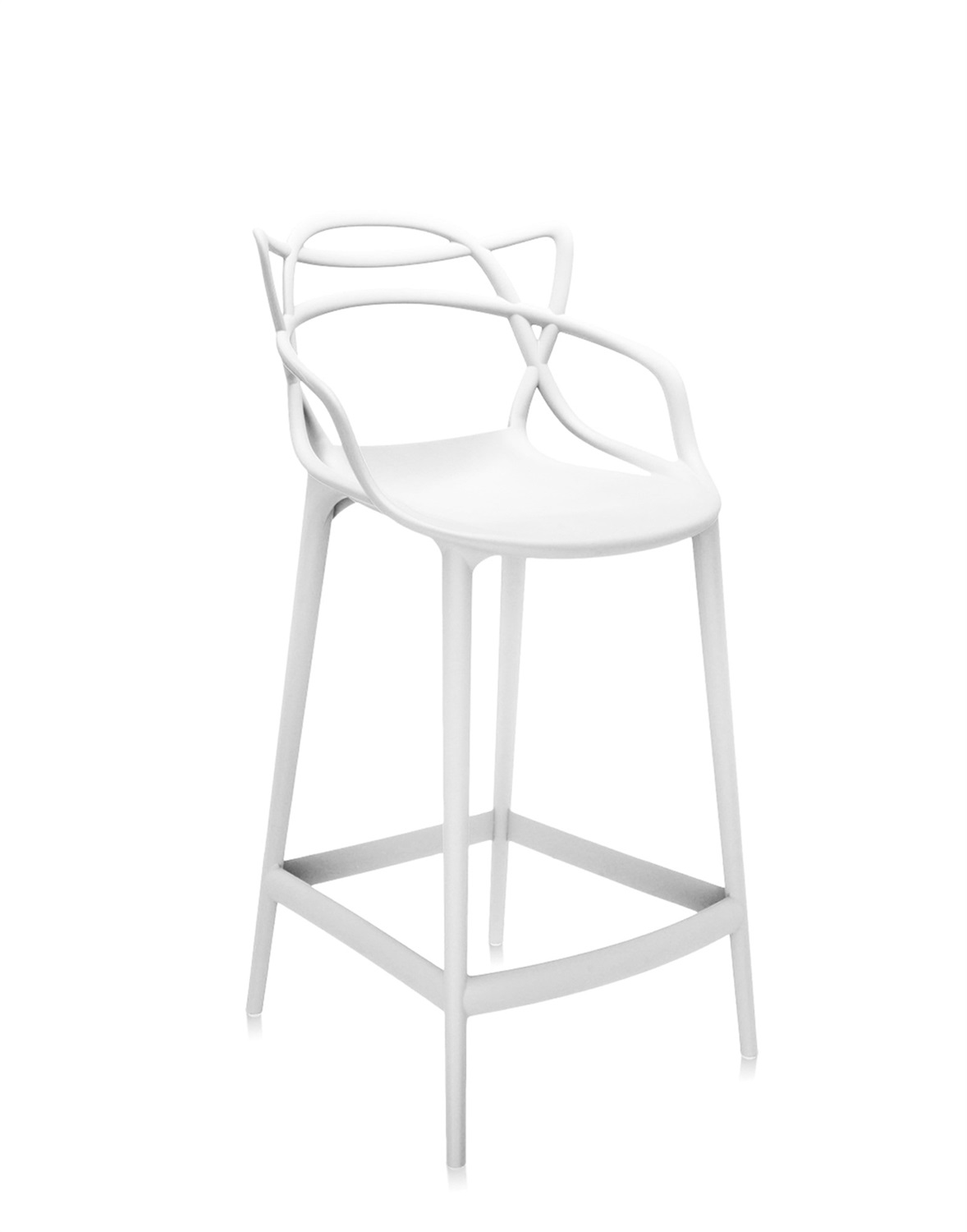 Kartell Masters Stool Sgabello Bianco in Tecnopolimero Riciclato - H 65 cm - Design Philippe Starck