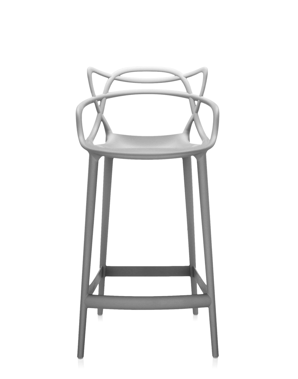 Kartell Masters Stool Sgabello da Pranzo H 65 cm - Design Philippe Starck - Grigio in Tecnopolimero Riciclato