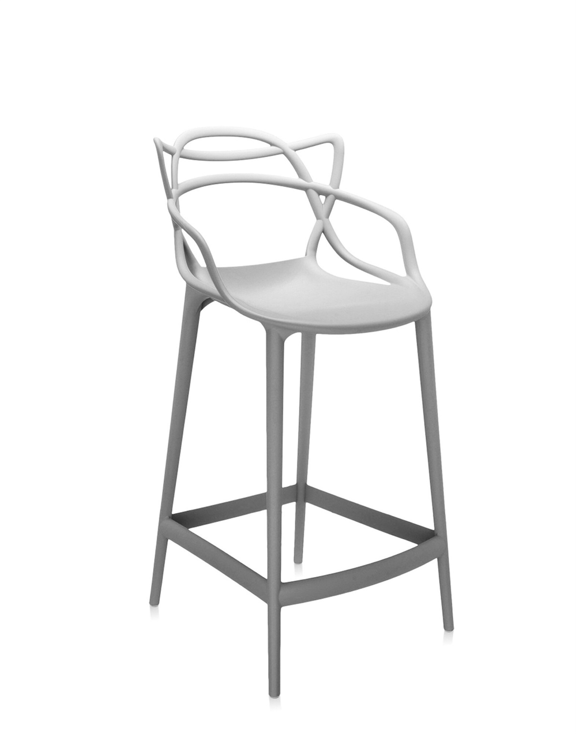 Kartell Masters Stool Sgabello da Pranzo H 65 cm - Design Philippe Starck - Grigio in Tecnopolimero Riciclato