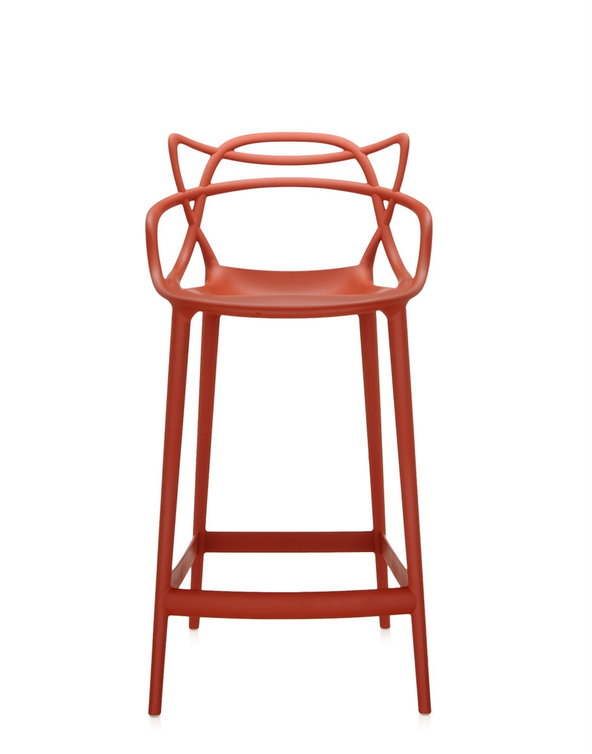 Kartell Masters Stool Sgabello da Pranzo - Tecnopolimero Riciclato Arancione (Ruggine), H. 65 cm, Design Philippe Starck
