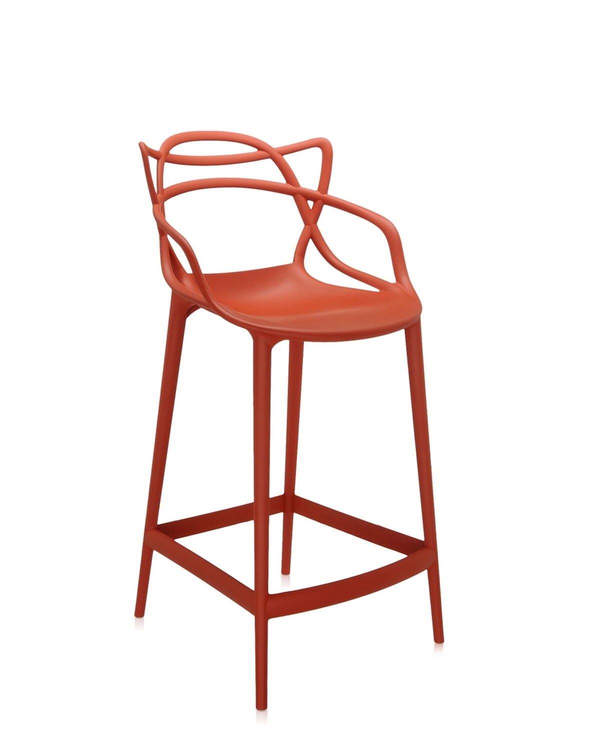 Kartell Masters Stool Sgabello da Pranzo - Tecnopolimero Riciclato Arancione (Ruggine), H. 65 cm, Design Philippe Starck