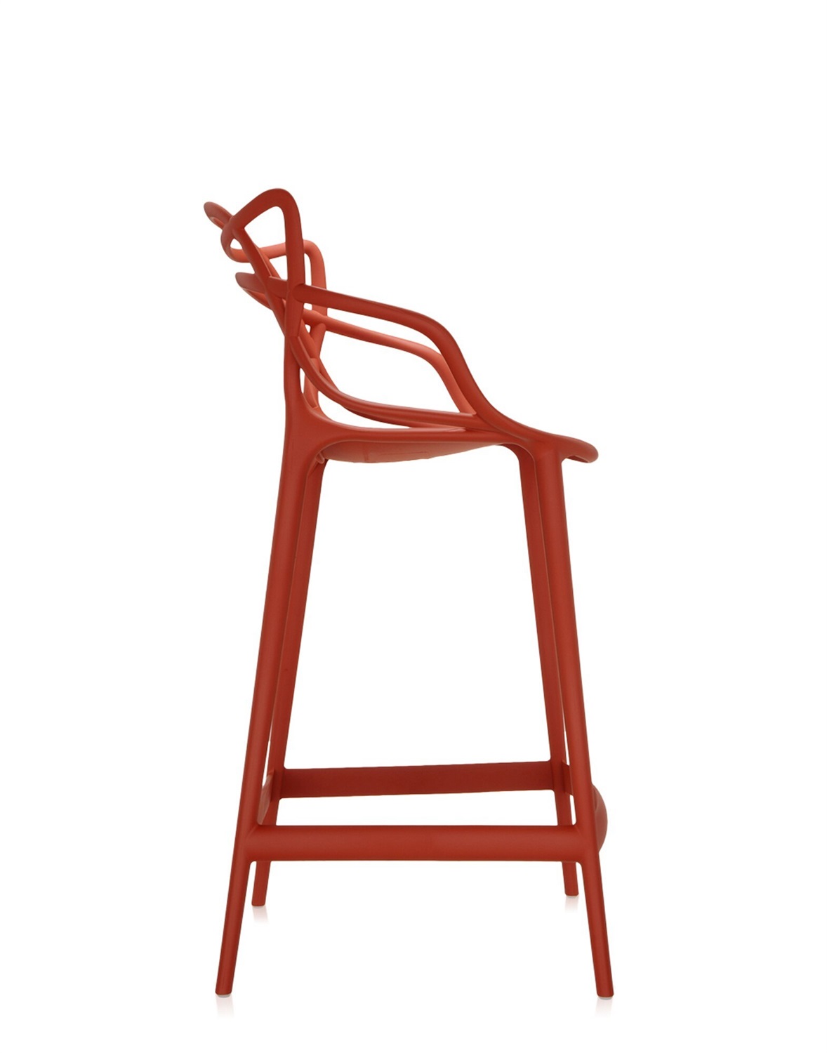 Kartell Masters Stool Sgabello da Pranzo - Tecnopolimero Riciclato Arancione (Ruggine), H. 65 cm, Design Philippe Starck